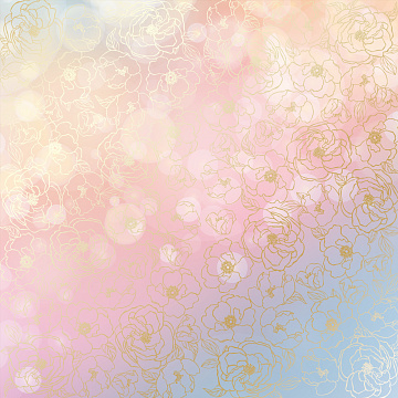 Sheet of single-sided paper with gold foil embossing, pattern  Golden Pion Bokeh Effect, 12"x12"