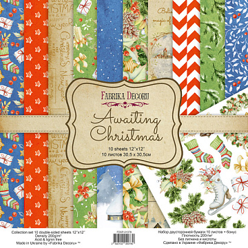 Double-sided scrapbooking paper set Awaiting Christmas 12"x12", 10 sheets