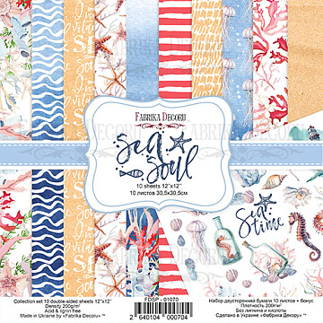 Double-sided scrapbooking paper set Sea soul 12"x12" 10 sheets
