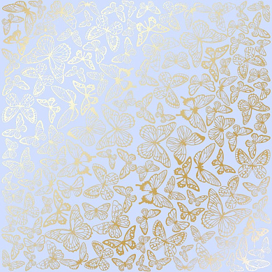 лист односторонней бумаги с фольгированием, дизайн golden butterflies blue, 30,5см х 30,5см