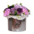 "amethyst luxury" composition with soap foam flowers in a hat box, 200 x 200 x 200 mm