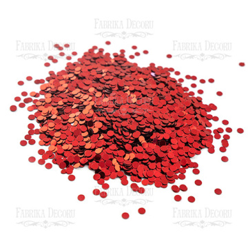 Sequins Round flat, red metallic, #404 - 2