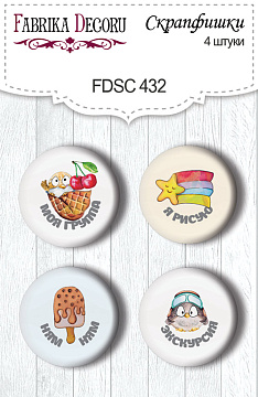 Set of 4pcs flair buttons for scrabooking Cutie sparrow boy #432