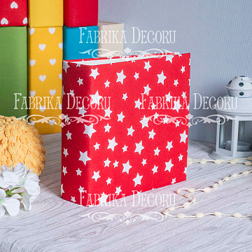 Blank album with a soft fabric cover Stars on red 20сm х 20сm