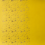 Stück PU-Leder mit Goldprägung, Muster Golden Stars Yellow, 50cm x 25cm