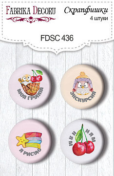 Set of 4pcs flair buttons for scrabooking Cutie sparrow girl #436