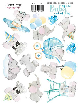 Set of stickers 13pcs My cute Baby elephant boy #236