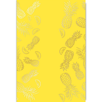 Sheet of single-sided paper with gold foil embossing, pattern Golden Pineapple Yellow A4-1 8"x12"