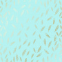 Blatt aus einseitig bedrucktem Papier mit Goldfolienprägung, Muster Golden Feather Turquoise, 12"x12"