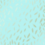 Sheet of single-sided paper with gold foil embossing, pattern Golden Feather Turquoise, 12"x12"