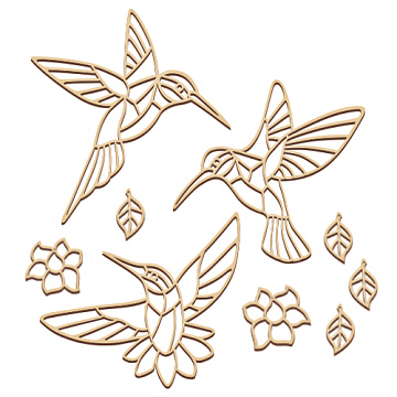 Blank do witrażowego malowania „Kolibry w kwiatach”, #01
