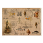 Zestaw jednostronnego kraftowego papieru do scrapbookingu Maps of the seas and continents 42x29,7 cm, 10 arkuszy 