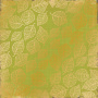 Sheet of single-sided paper with gold foil embossing, pattern Golden Delicate Leaves Botany summer, 12"x12"