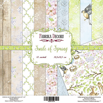 Doppelseitiges Scrapbooking-Papierset Smile of Spring 20 cm x 20 cm, 10 Blätter