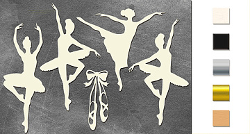 Chipboard embellishments set, "Ballerinas" #085