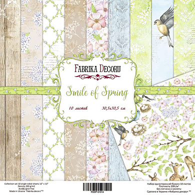 набор бумаги для скрапбукинга smile of spring 20x20 см, 10 листов