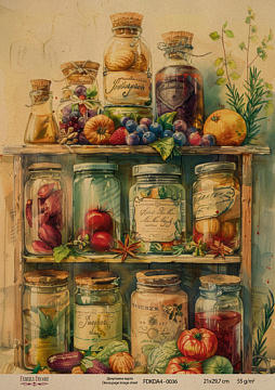 Kraft Decoupage Papier 21x29,7cm, “Botanica Vintage”, #0036