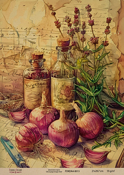 Kraft Decoupage Papier 21x29,7cm, “Botanica Vintage”, #0013
