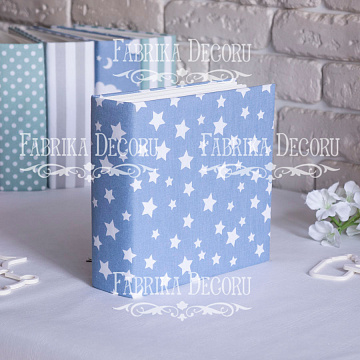 Blank album with a soft fabric cover Blue stars 20сm х 20сm