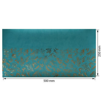 Piece of PU leather with gold stamping, pattern Golden Branches Turquoise, 50cm x 25cm - 2