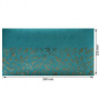 Piece of PU leather with gold stamping, pattern Golden Branches Turquoise, 50cm x 25cm - 0