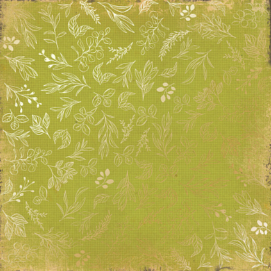 лист односторонней бумаги с фольгированием, дизайн golden branches light green, 30,5см х 30,5см