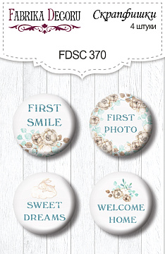 Set of 4pcs flair buttons for scrabooking Dreamy baby boy" EN #370