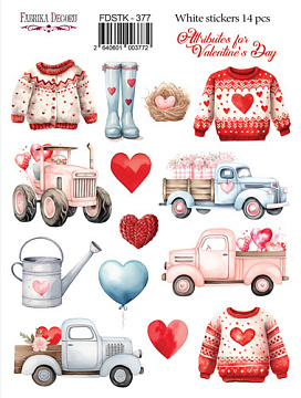 Set von Aufklebern, 14 Stück, Attributes for st.Valentine's day, #377