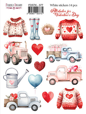 набор наклеек (стикеров) 14 шт, attributes for st.valentine's day, #377