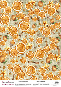 Arkusz kalki z nadrukiem, Deco Vellum, format A3 (11,7" х 16,5"), "Pomarańcze i cynamon"