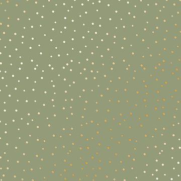 Sheet of single-sided paper with gold foil embossing, pattern Golden Drops Olive, 12"x12" 