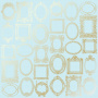 Sheet of single-sided paper with gold foil embossing, pattern "Golden Frames Blue"