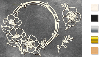 Chipboard embellishments set, "Round flower frame" #334