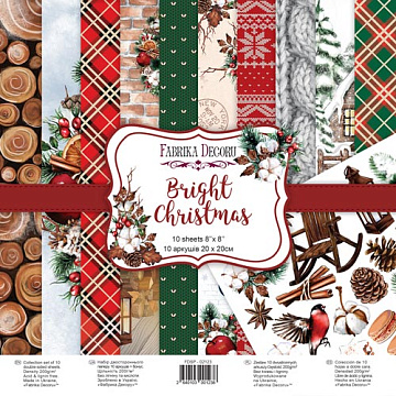 Doppelseitiges Scrapbooking-Papierset Bright Christmas, 20 cm x 20 cm, 10 Blätter