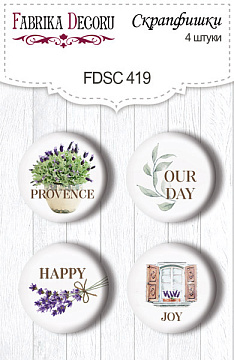 Set of 4pcs flair buttons for scrabooking Journey to Provence EN #419
