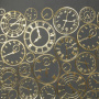 Stück PU-Leder zum Buchbinden mit Goldmuster Golden Clocks Grey, 50cm x 25cm