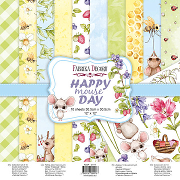 Double-sided scrapbooking paper set Happy mouse day 12"x12", 10 sheets