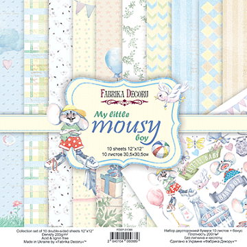 Doppelseitig Scrapbooking Papiere Satz My little mousy boy, 30.5 cm x 30.5cm, 10 Blätter