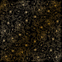 Sheet of single-sided paper with gold foil embossing, pattern Golden Pion Black, 12"x12"