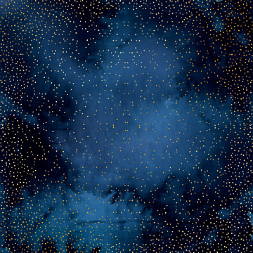 Sheet of single-sided paper with gold foil embossing, pattern Golden Mini Drops Mysterious garden sky, 12"x12"