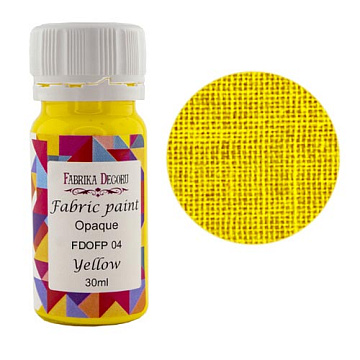 Opaque acrylic Fabric Paint, Yellow, 30ml