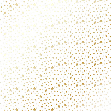 Sheet of single-sided paper with gold foil embossing, pattern Golden stars White, 12"x12"