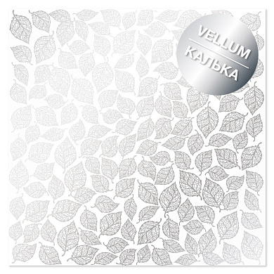 лист кальки (веллум) с серебряным узором silver leaves mini, 30,5см х 30,5см