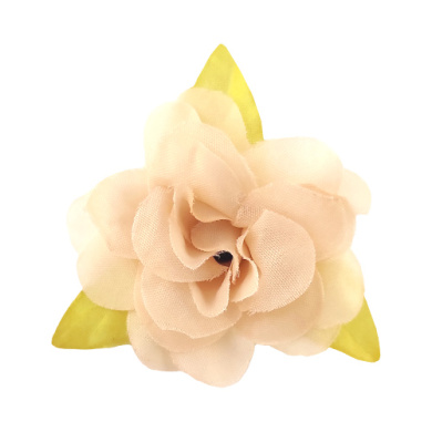 цветок розы с листочками нежно-бежевый, 1шт - 2