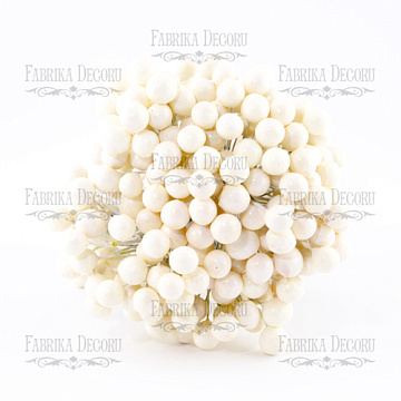 Set of lacquer guelder rose berries, mini White, 20pcs