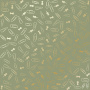 Sheet of single-sided paper with gold foil embossing, pattern Golden Drawing pins and paperclips, color Olive