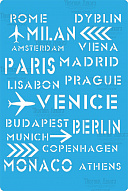 Stencil for crafts 15x20cm "Travel Text Background 2" #233