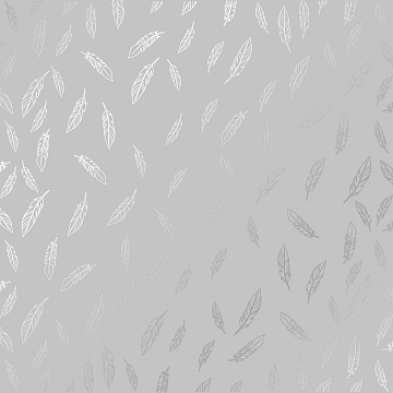 Sheet of single-sided paper embossed with silver foil, pattern Silver Feather Gray 12"x12" 