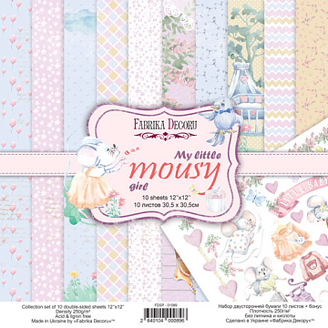 Doppelseitig Scrapbooking Papiere Satz My little mousy girl, 30.5 cm x 30.5cm, 10 Blätter