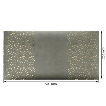 Piece of PU leather for bookbinding with gold pattern Golden Stars Gray, 50cm x 25cm - 2